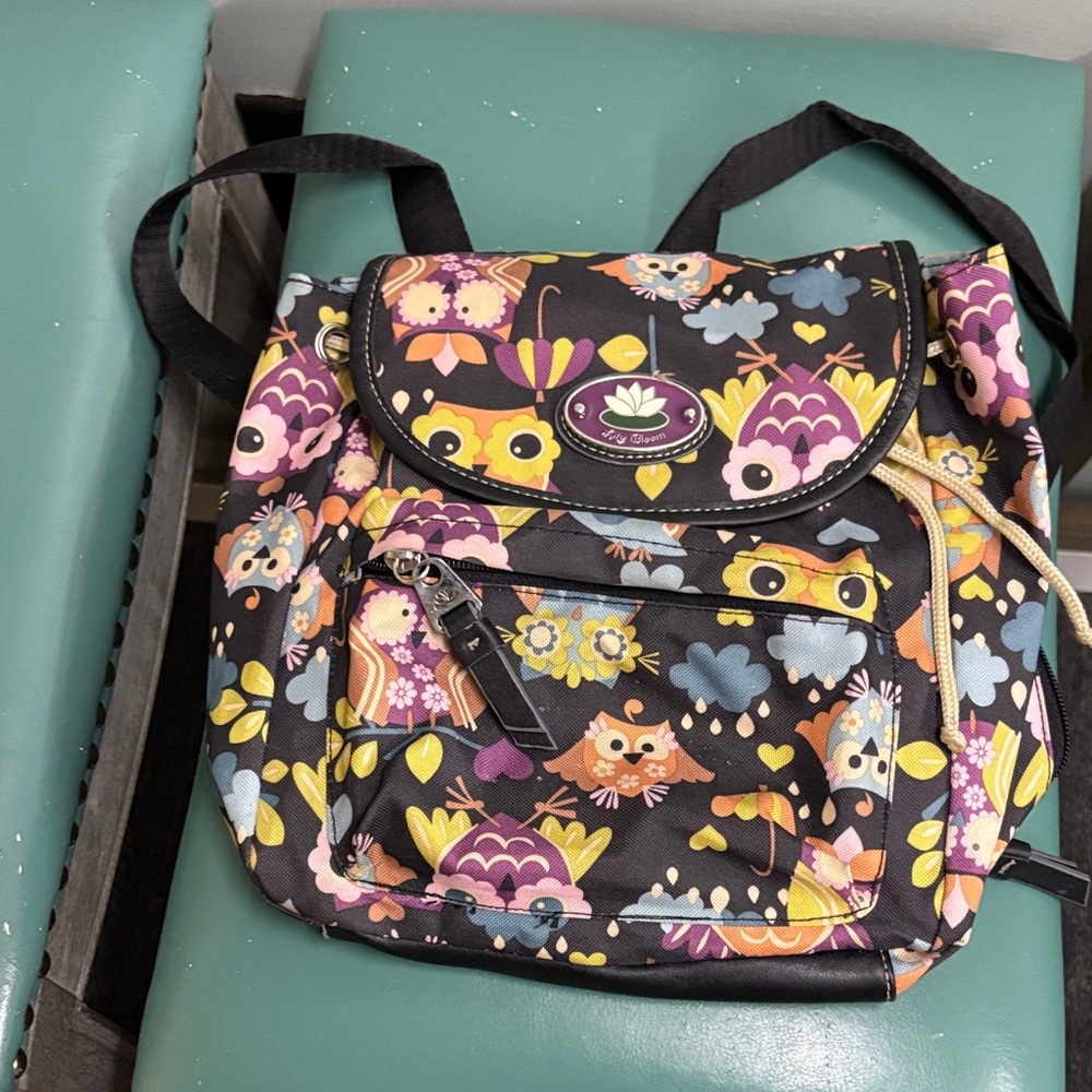 Lily Bloom Multicolor Floral Owl Backpack